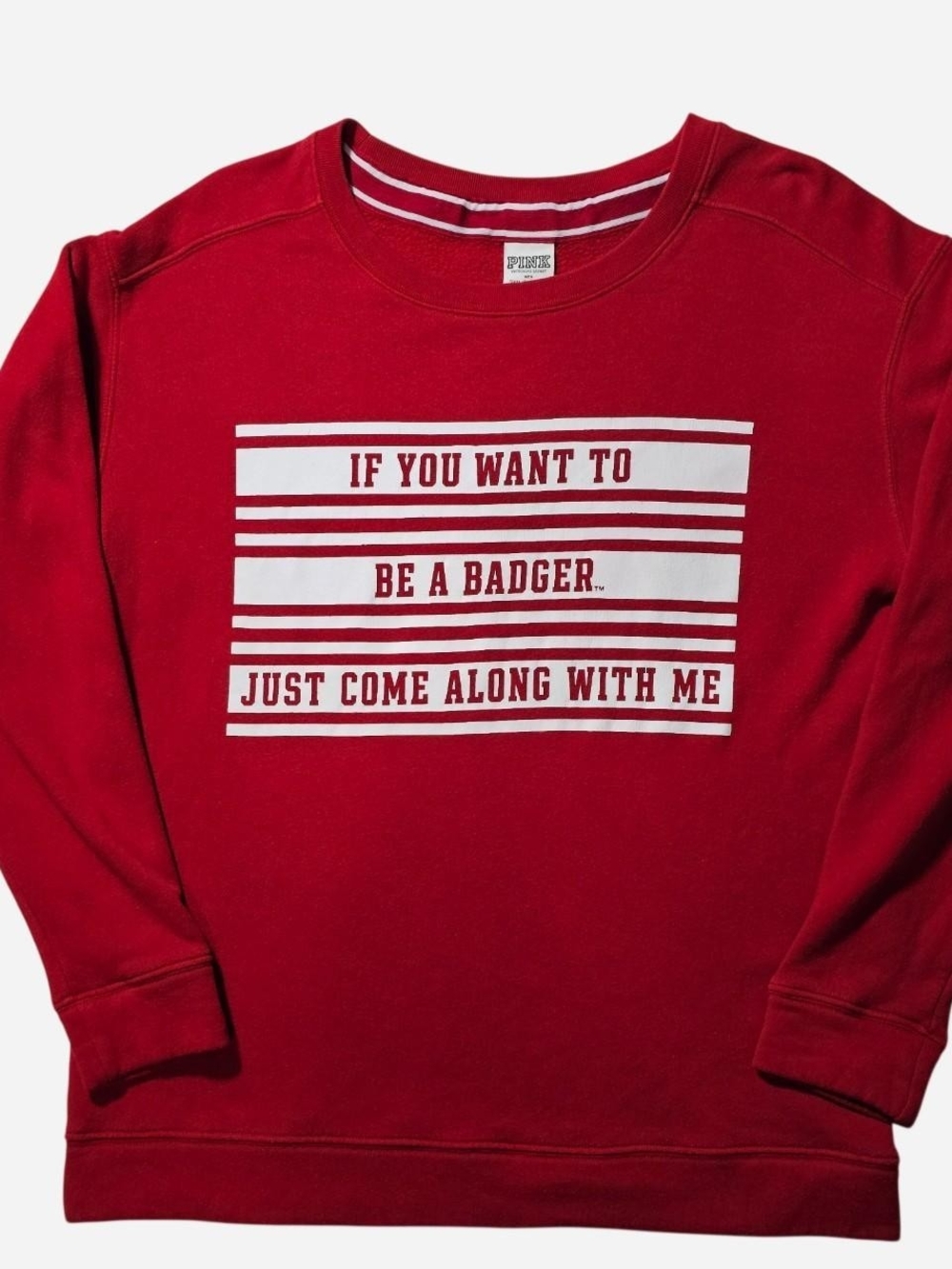 PINK Victoria's Secret Red Crewneck Sweatshirt with White Graphic